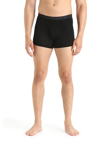 Pánské Spodní Prádlo Icebreaker Merino 175 Everyday Thermal Boxers With Fly Černé | CZ 1654MQZA